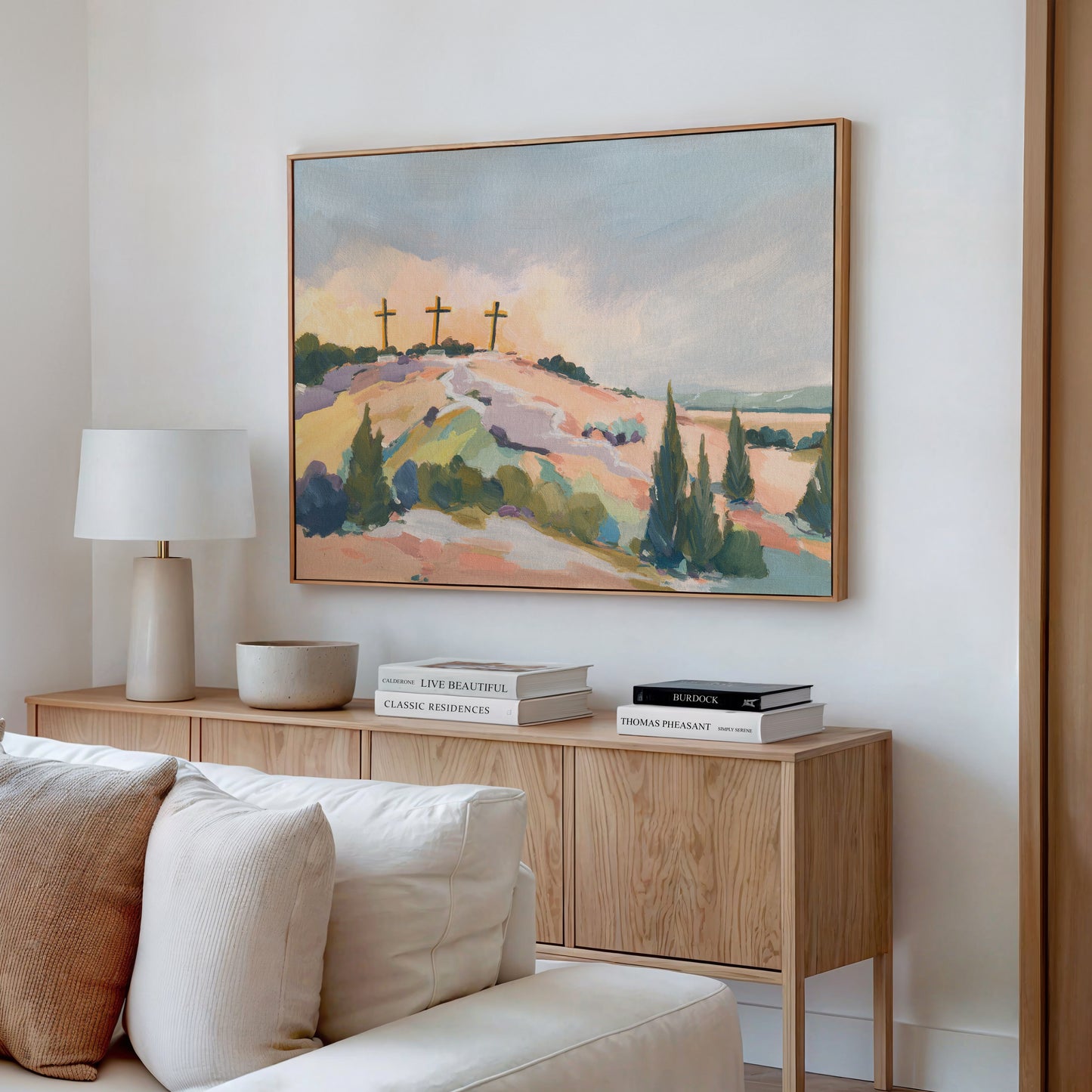 Modern Christian Art | Three Crosses on Hill | "Hill of Hope"