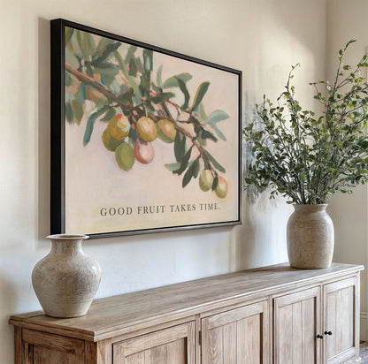 Modern Vintage Home Decor | Olive Branch Wall Art Print – “Good Fruit” Botanical Quote