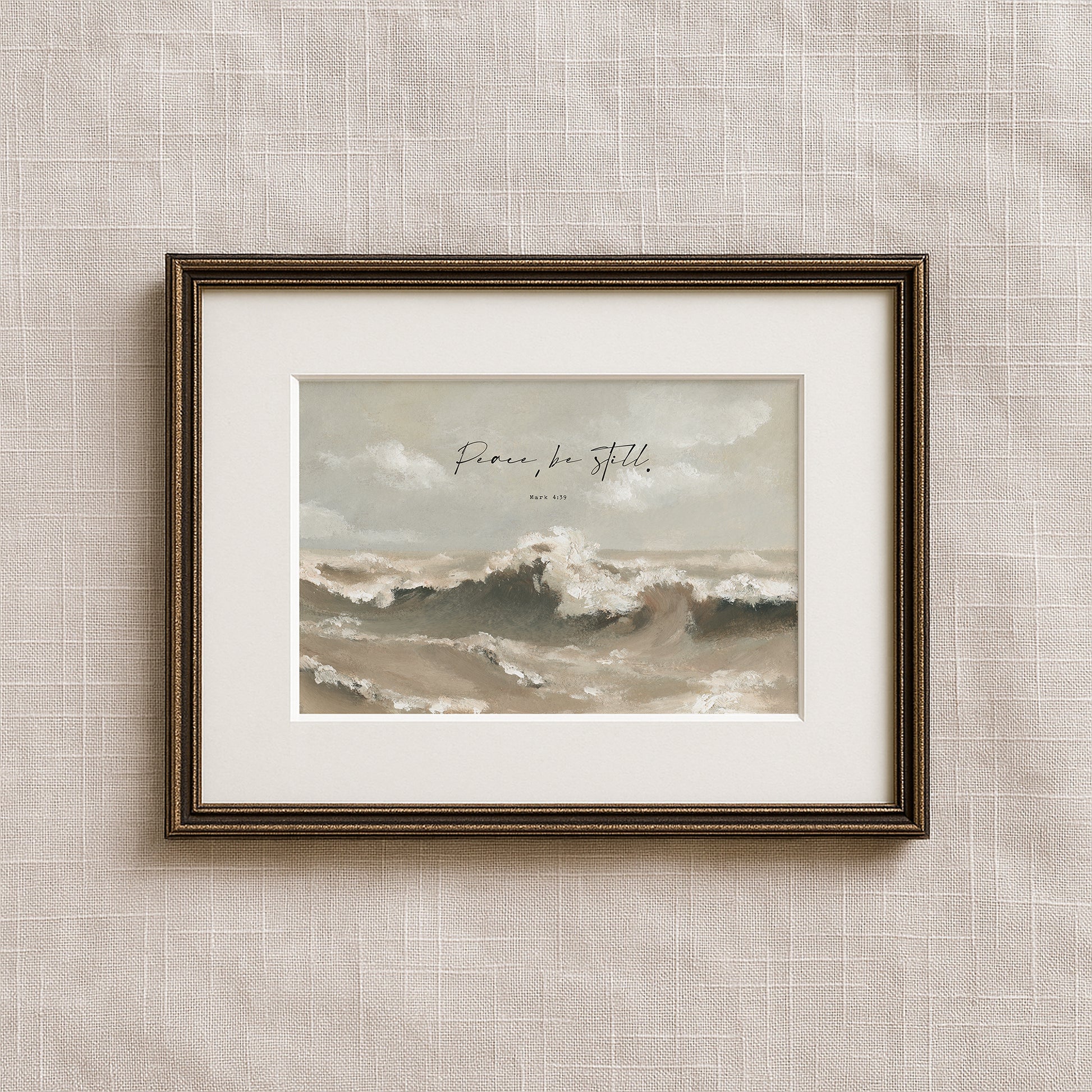 Neutral-toned ocean waves painting for Christian homes