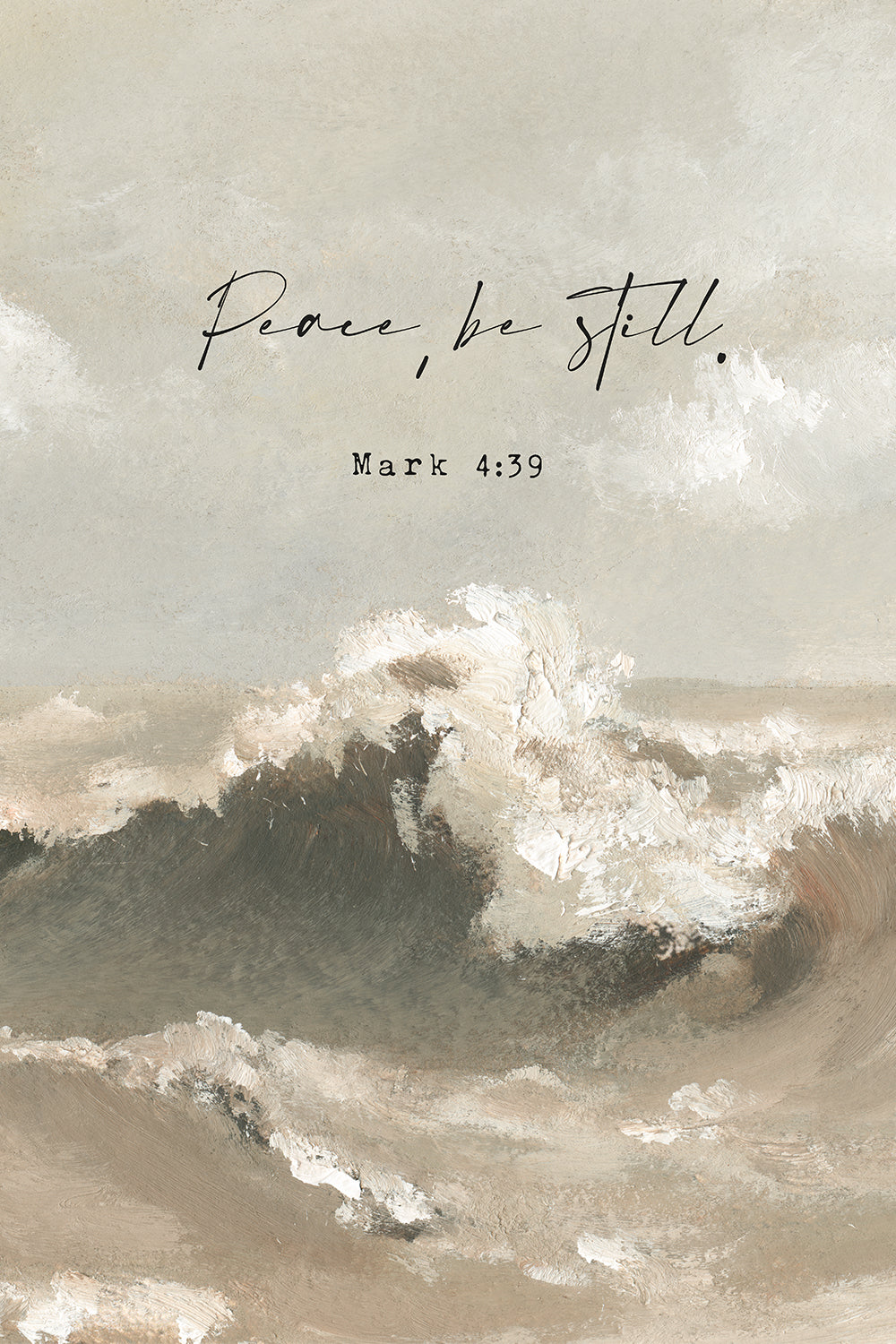 Close-up of gentle wave brushstrokes in beige and gray