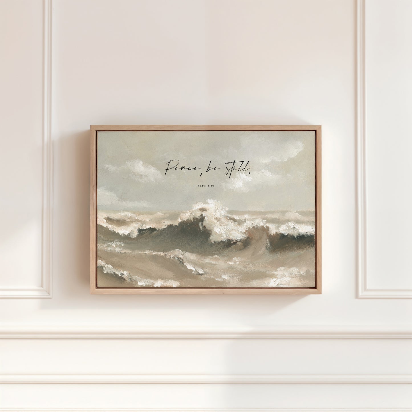 Framed canvas of soft waves in natural color palette

