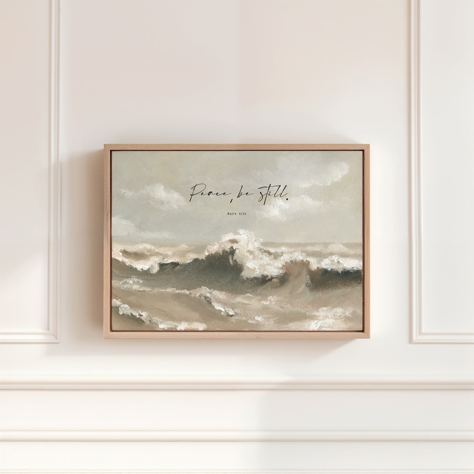 Framed canvas of soft waves in natural color palette

