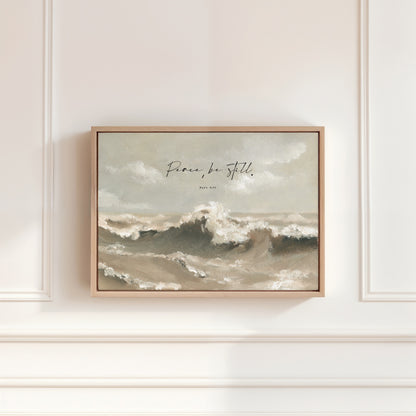 Framed canvas of soft waves in natural color palette


