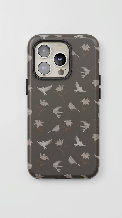 "Lilies and Birds" Phone Case - Umber