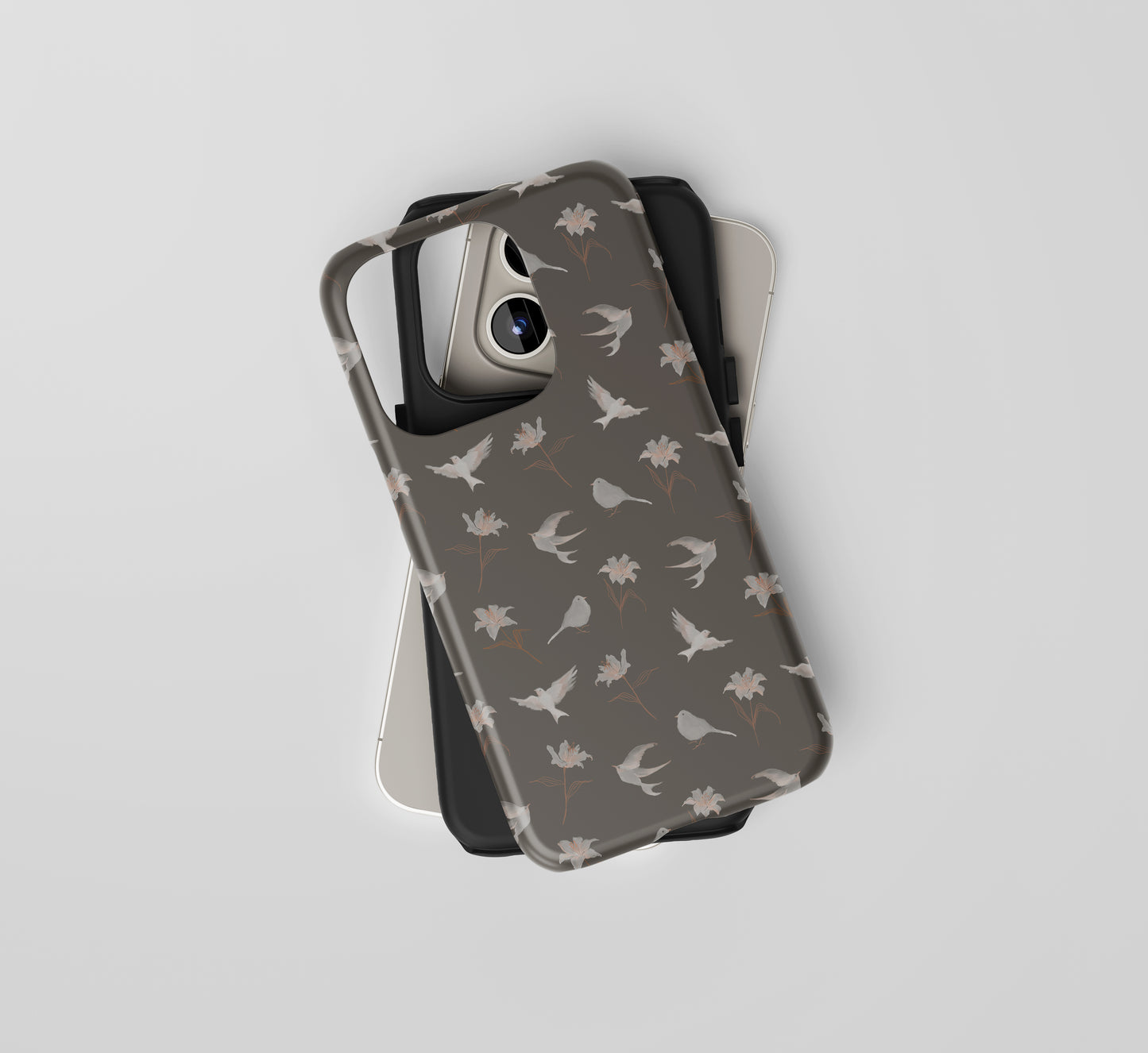 "Lilies and Birds" Phone Case - Umber