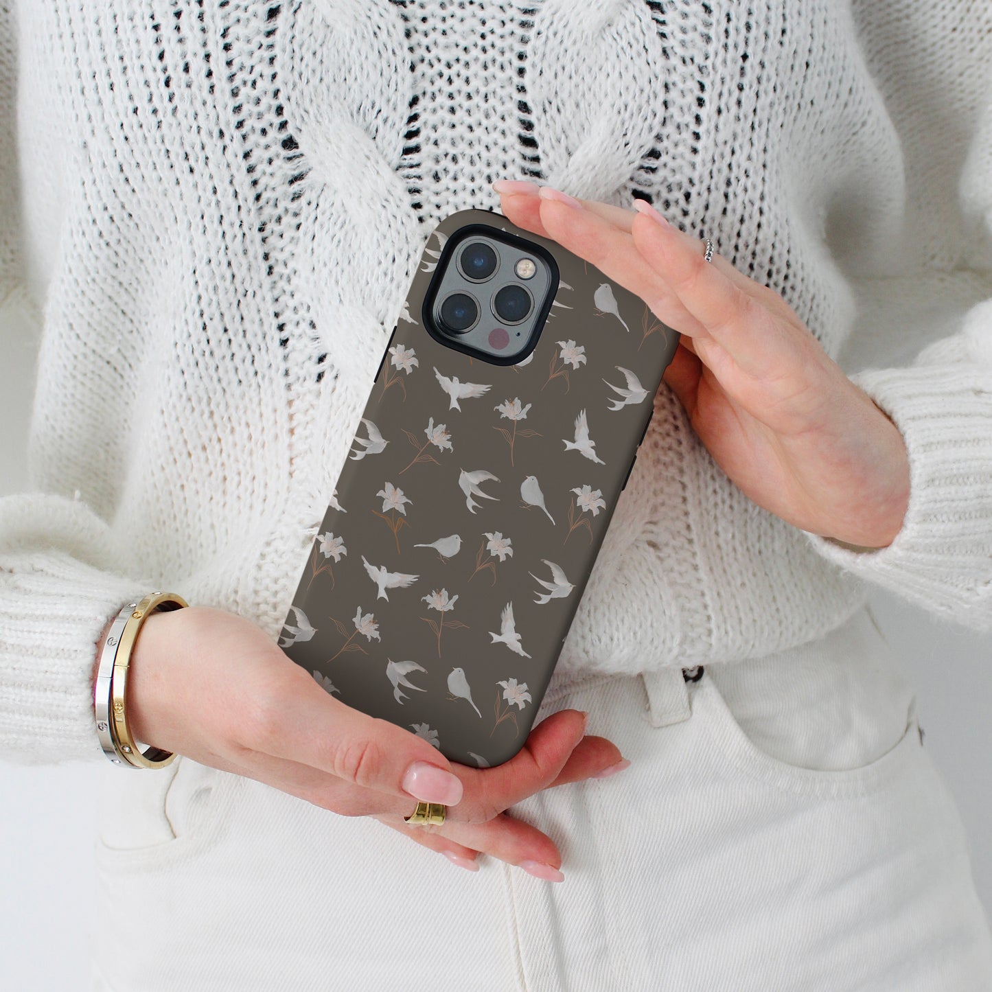 "Lilies and Birds" Phone Case - Umber