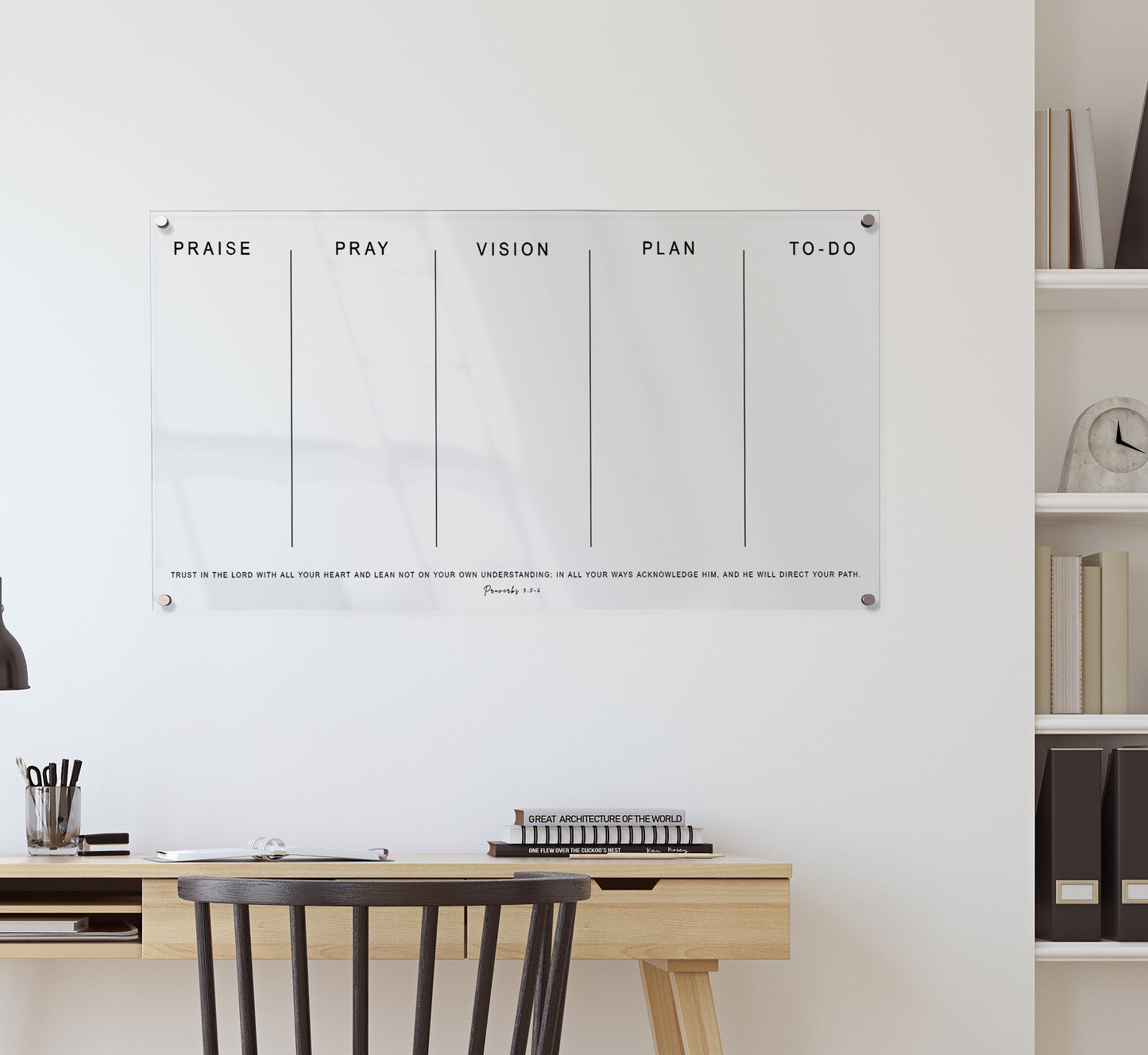 Pray & Plan Acrylic Board | Christian Acrylic Planner | Proverbs 3:5-6 | 20"x40"