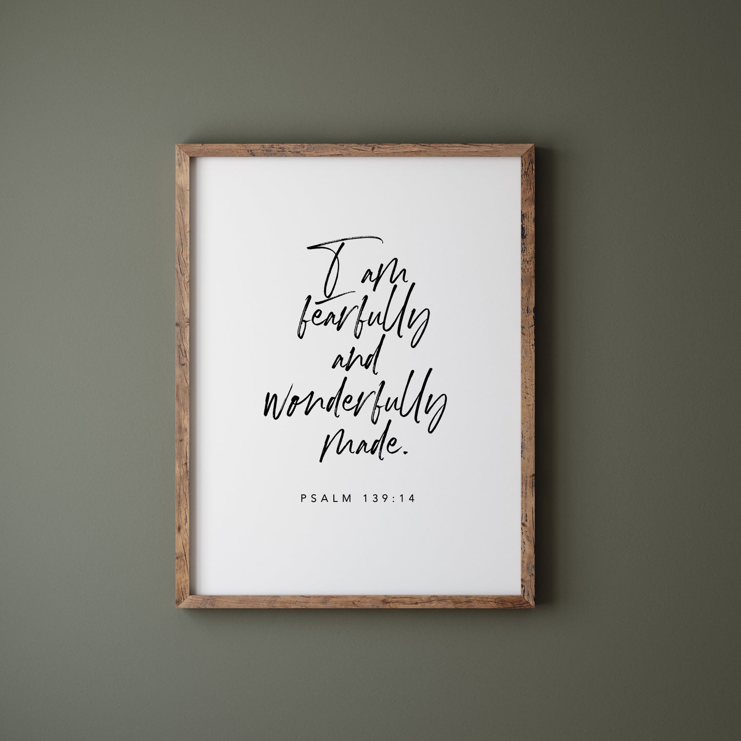 Psalm 139:14 fearfully and wonderfully made calligraphy wall art