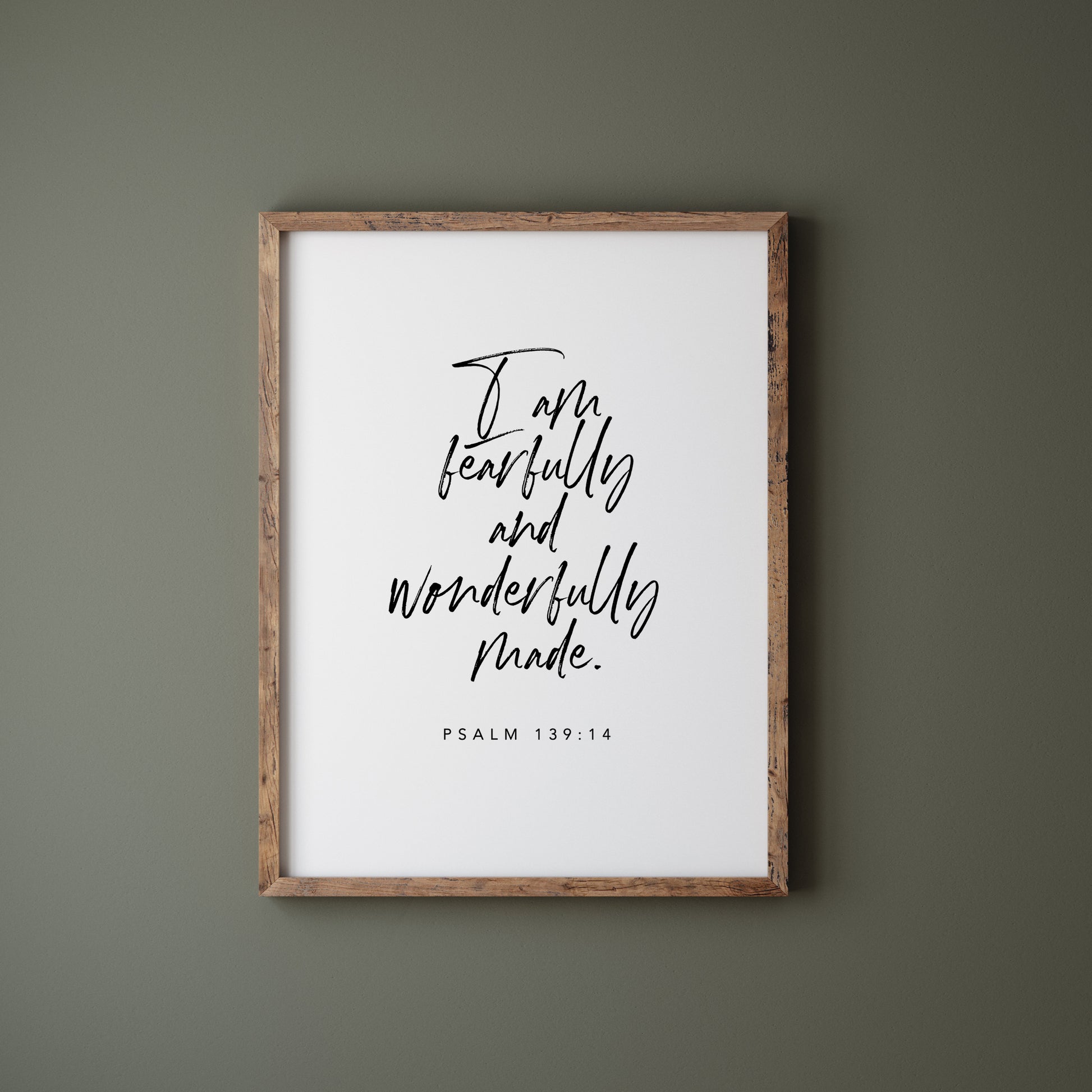 Psalm 139:14 fearfully and wonderfully made calligraphy wall art