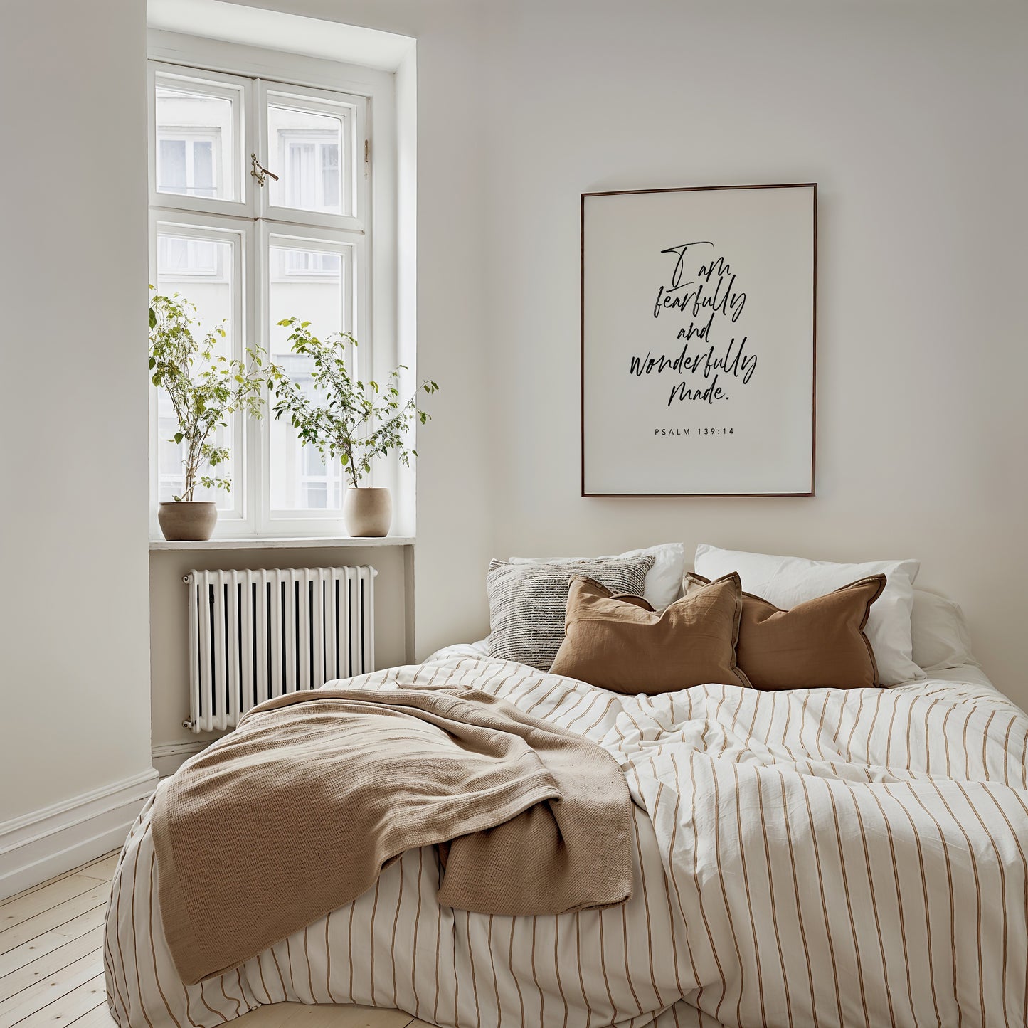 Fearfully and wonderfully made Bible verse wall art print for bedroom