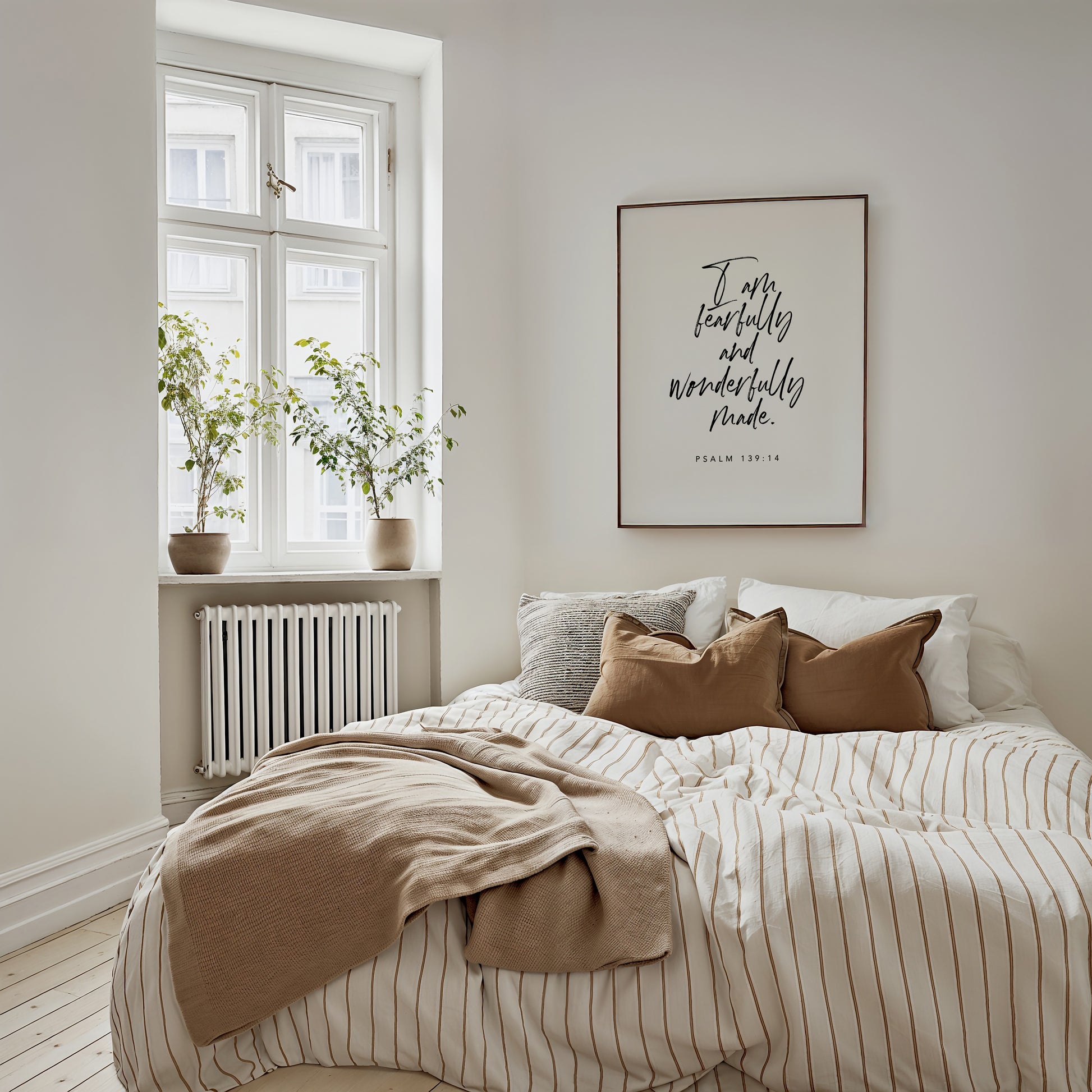 Fearfully and wonderfully made Bible verse wall art print for bedroom