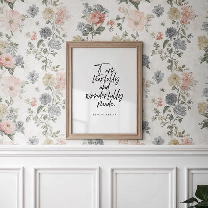 Fearfully and wonderfully made Bible verse wall art print
