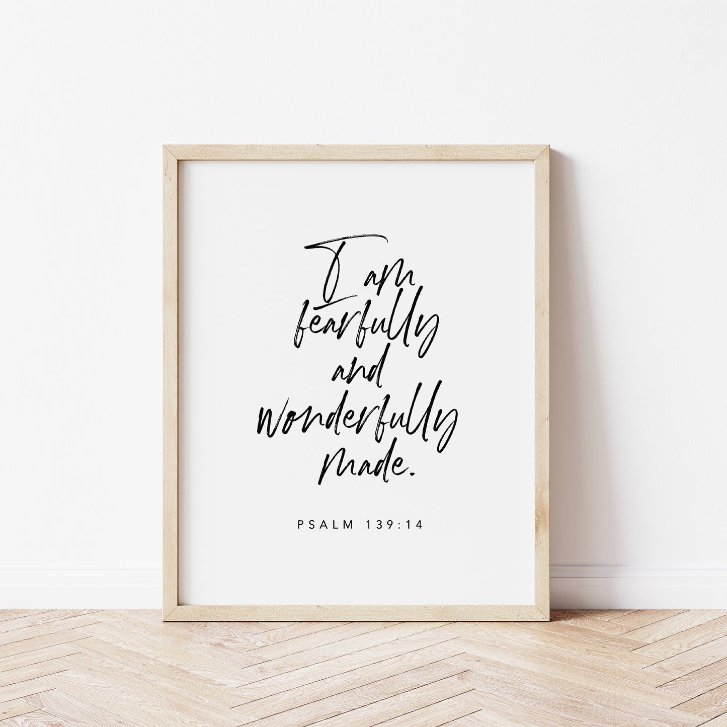 Psalm 139:14 fearfully and wonderfully made calligraphy wall art