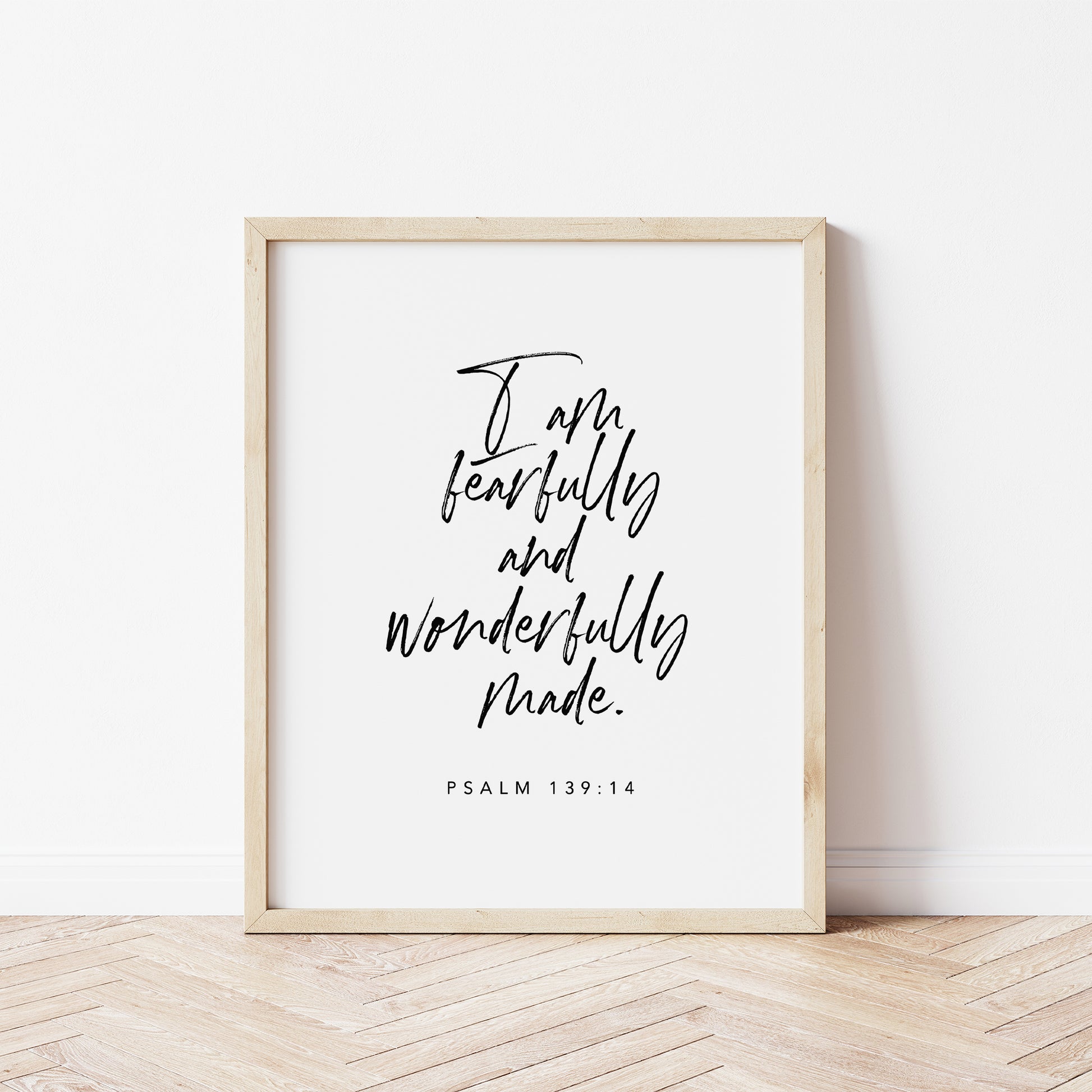 Psalm 139:14 fearfully and wonderfully made calligraphy wall art