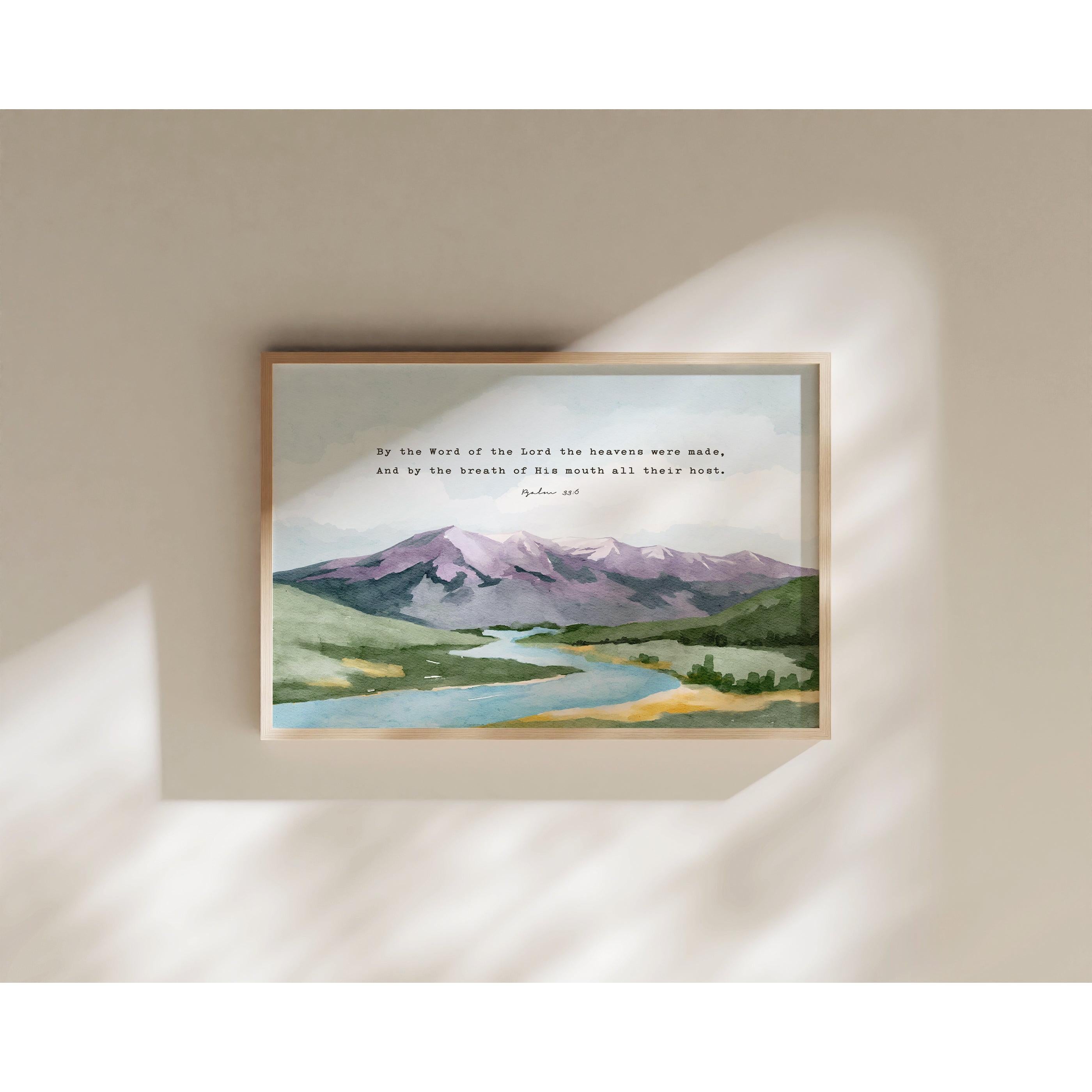 Scripture Watercolor Ice Scripture Art Psalm 33 Bible verses Watercolor Landscape - Creation Si ...