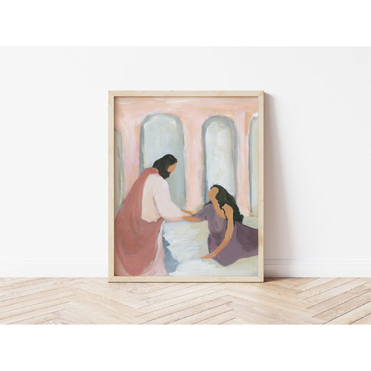 Christian Art - Bible Story "Jesus and the Adulterous Woman"