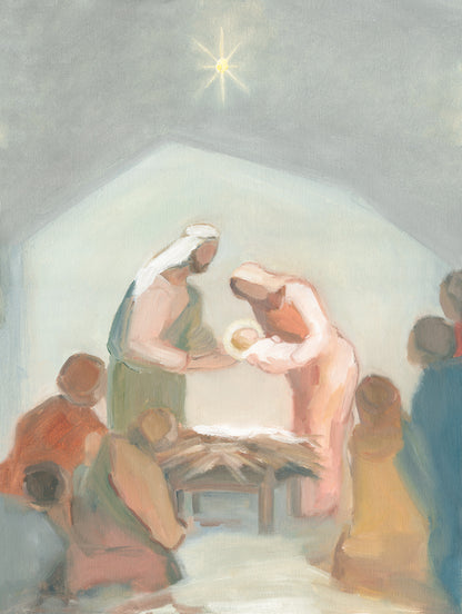 Christian Christmas Wall Art — The Gift from Above | Modern Nativity Scene Print