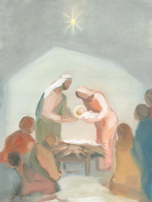 Christian Christmas Wall Art — The Gift from Above | Modern Nativity Scene Print