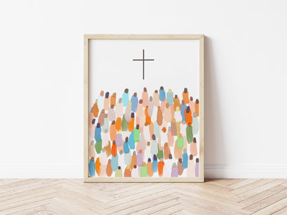 Wholesale Modern Christian Wall Art Print | Cross and People