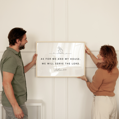 Bible verse wall art Joshua 24:15 Scripture sign for families