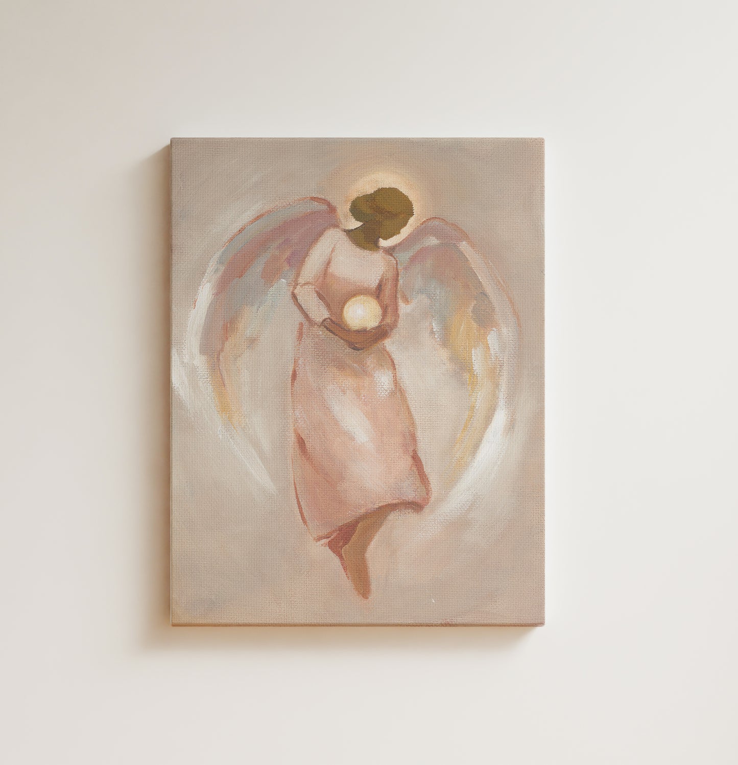 guardian angel art print holding glowing lamp christian wall decor