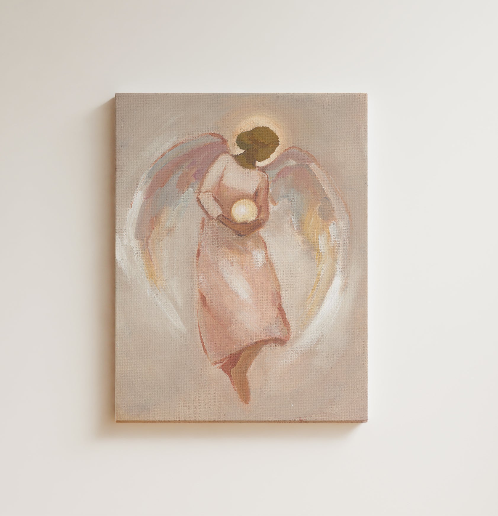 guardian angel art print holding glowing lamp christian wall decor