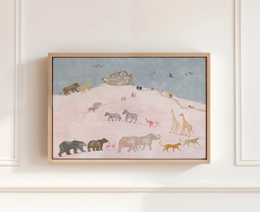noahs ark animals in pairs nursery wall art print