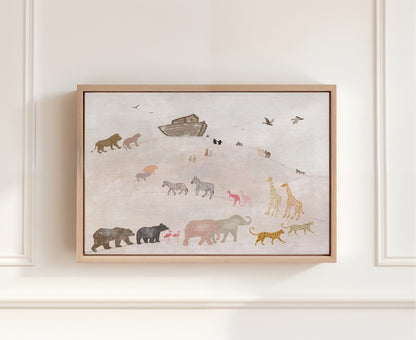noahs ark nursery wall art for kids room soft pastel color