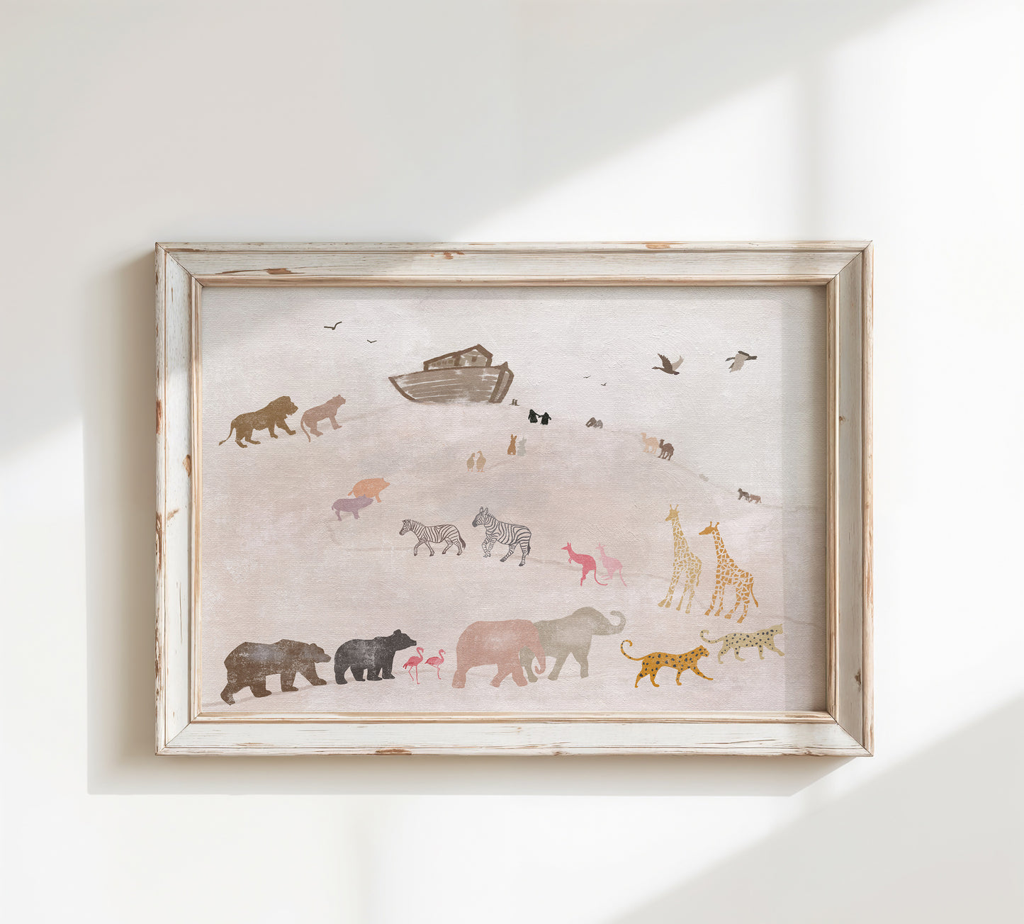 noahs ark nursery wall art for kids room soft pastel color