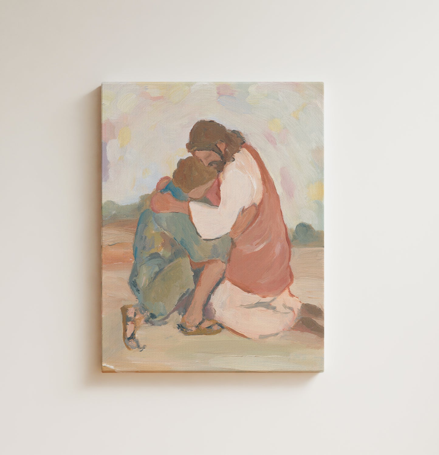 christian art jesus hug repentant believer with grace