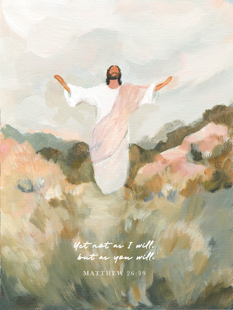 jesus praying wall art not my will but yours christian print