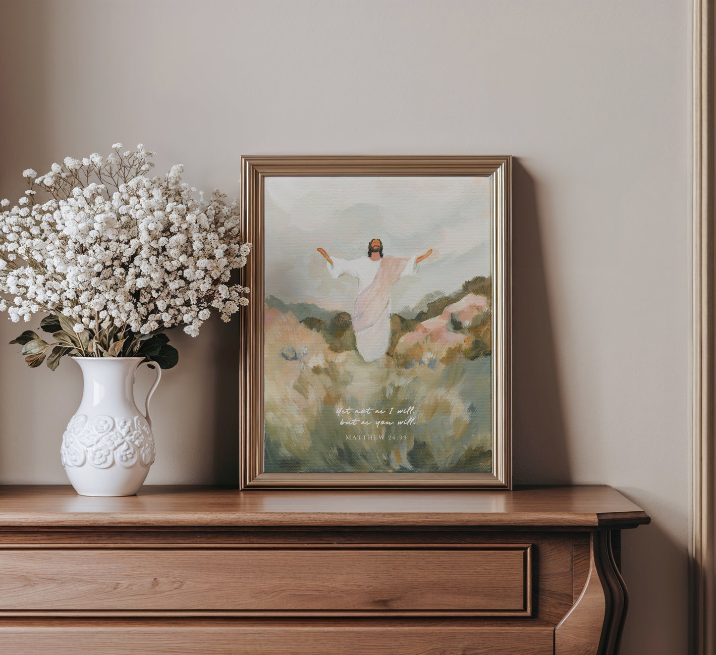 jesus praying wall art not my will but yours christian print