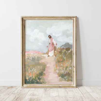 christian wall art print jesus inviting viewer to follow him matthew 4 19