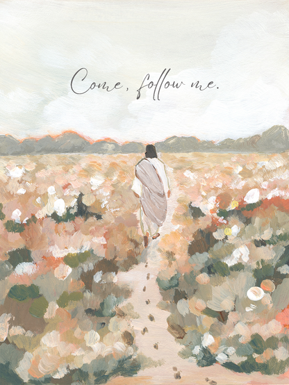 christian wall art come follow me jesus walking in field