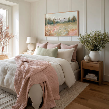 christian wall decor for bedroom– come as you are – flower field landscape