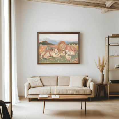 peaceful christian wall art – child with lamb and animals – isaiah 11 vision
