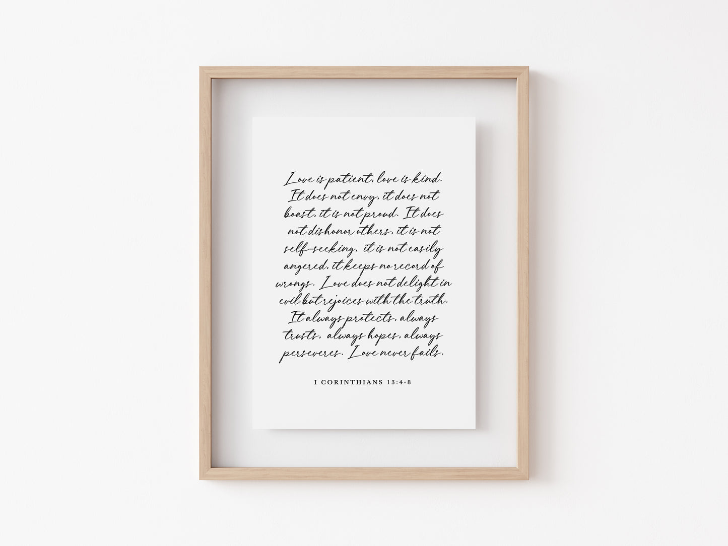 Scripture calligraphy sign Love from 1 Corinthians 13