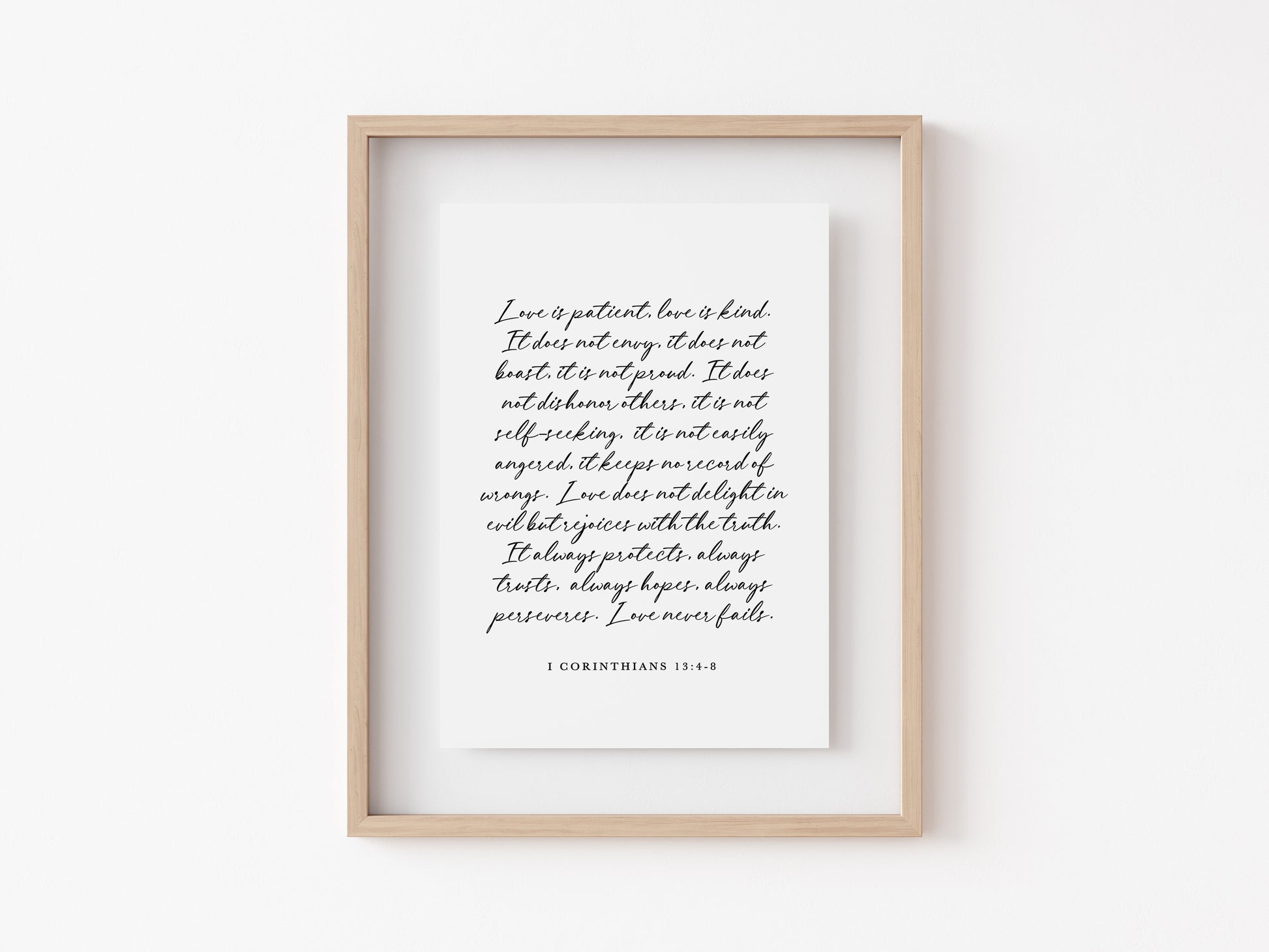 Scripture calligraphy sign Love from 1 Corinthians 13