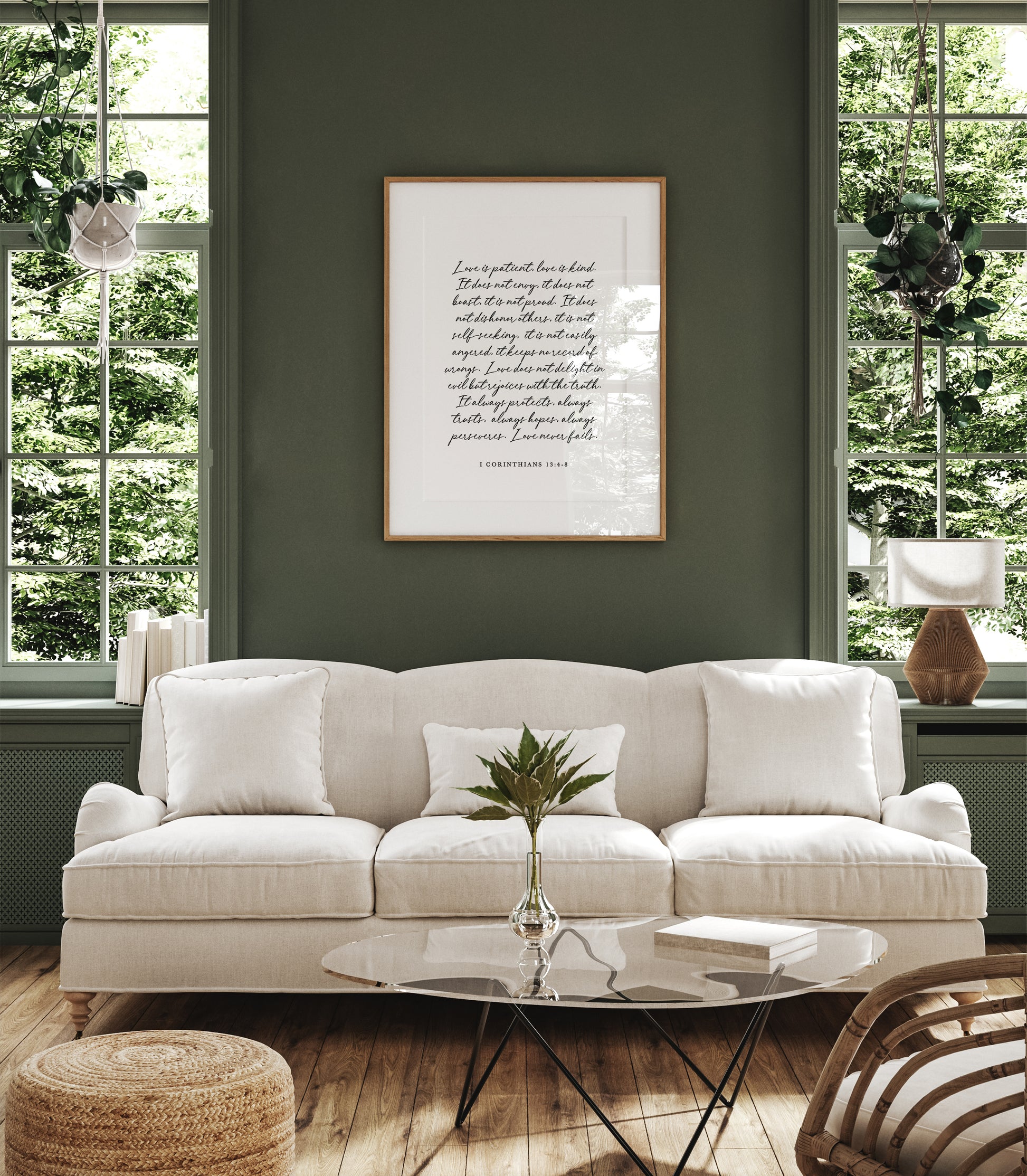 Scripture calligraphy sign Love from 1 Corinthians 13