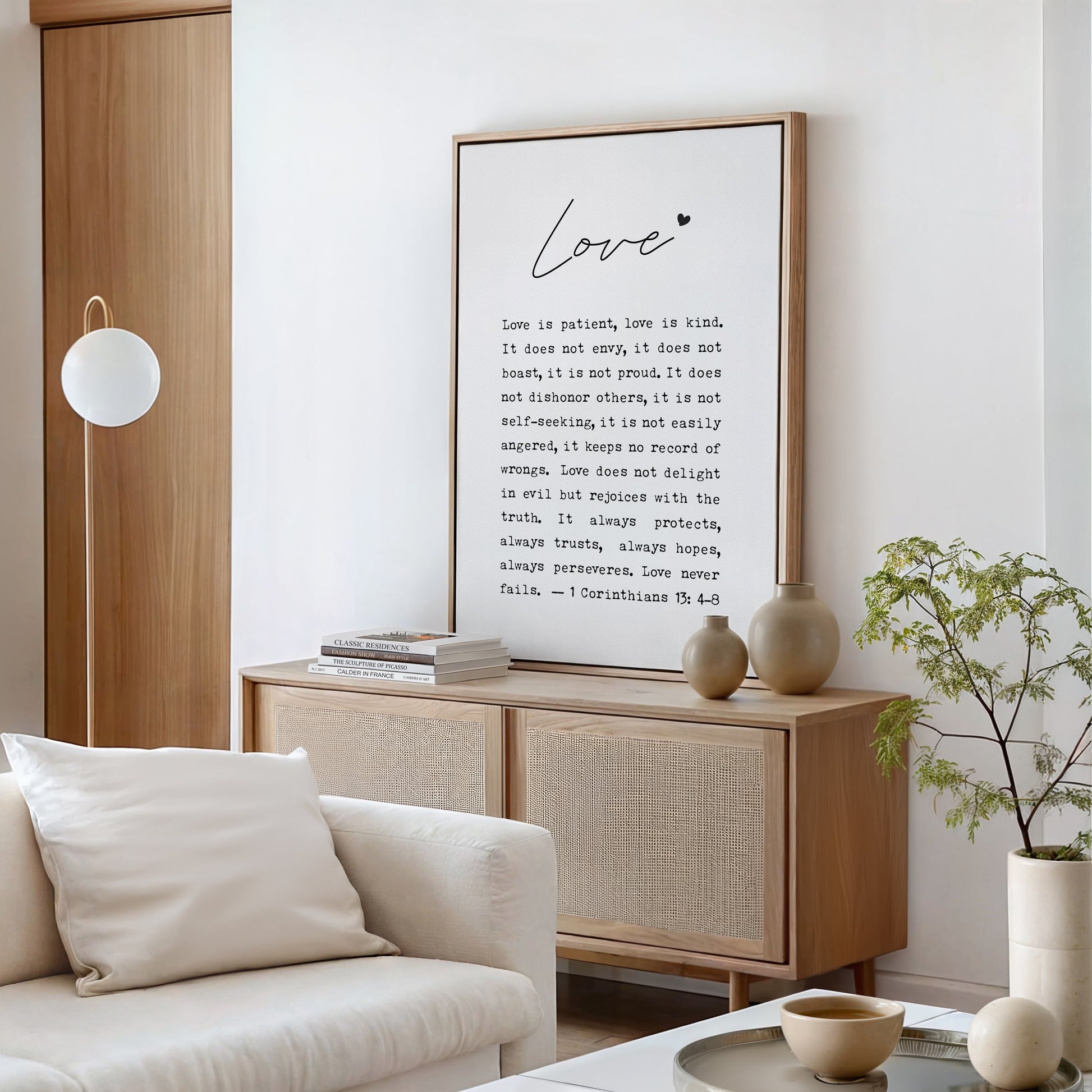 Love never fails Bible verse sign for wedding or home décor