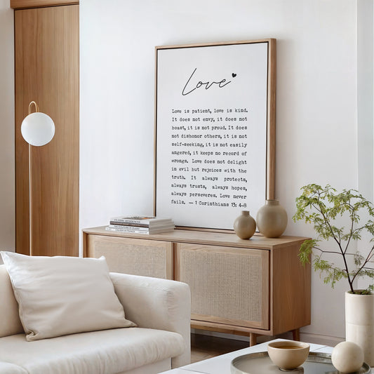 Love never fails Bible verse sign for wedding or home décor