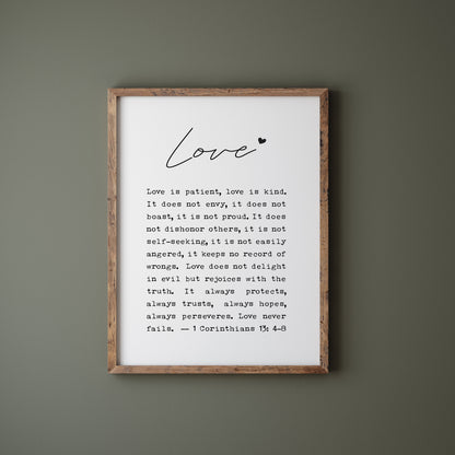 Scripture sign Love is patient, love is kind Christian gift