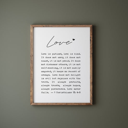 Scripture sign Love is patient, love is kind Christian gift