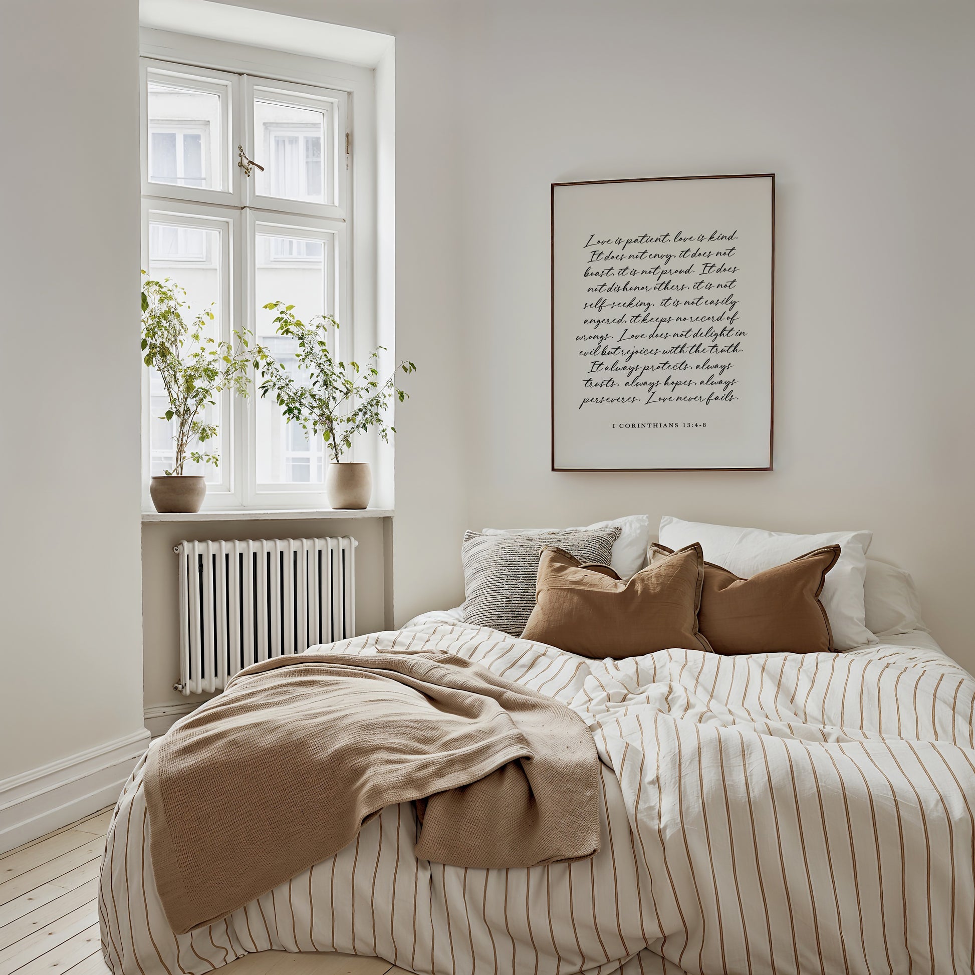 Christian wall art with 1 Corinthians 13 Love is patient and kind verse