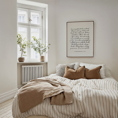 Christian wall art with 1 Corinthians 13 Love is patient and kind verse